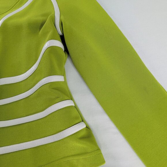 VTG Brat Green White Stripes Bold Button Up Avant Garde Jacket Blazer Art Deco - Picture 7 of 9